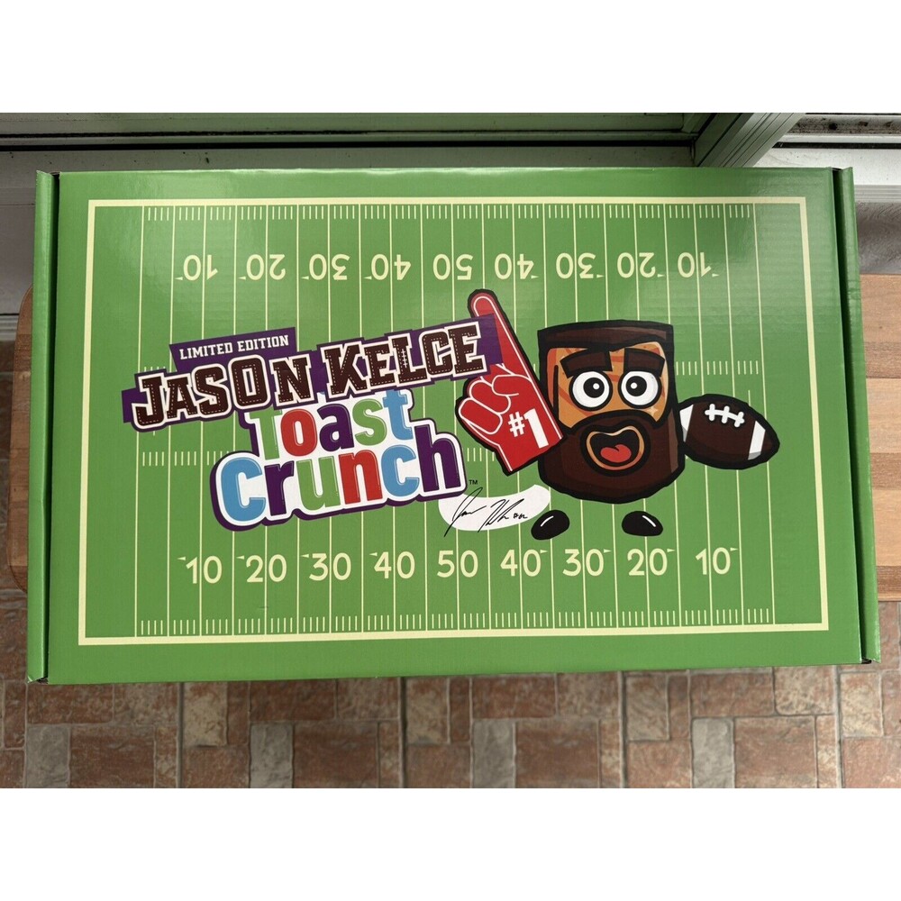 Jason Kelce Toast Crunch Cereal Mega Box + Bowl 27 OZ General Mills IN HAND!!